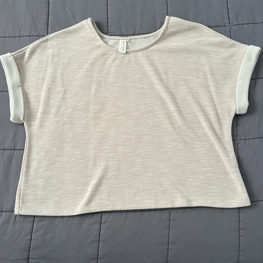 Elegant Beige Women's Short Sleeve Top